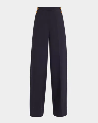 Max Mara Polonia Sailor Wide-leg Pants In Ultramarine