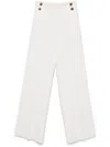 Max Mara Polonia Wide Leg Stretch Virgin Wool Canvas Pants In White
