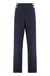 Max Mara High Waist Straight Leg Trousers With Front Pleats In Blue