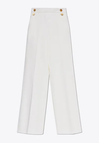 MAX MARA POLONIA WIDE-LEG WOOL CANVAS PANTS