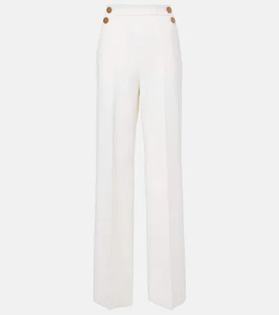 Max Mara Polonia Wool-blend Canvas Wide-leg Pants In White