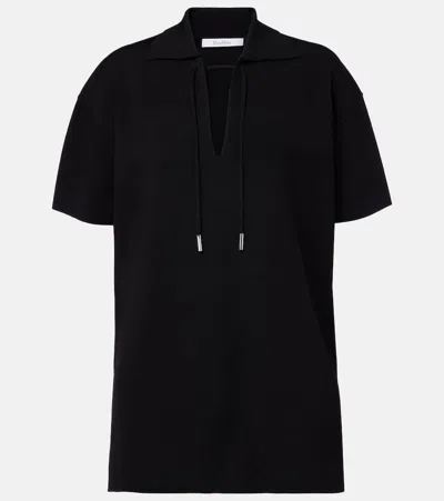 Max Mara Poltava Ribbed Jersey Blouse In Black