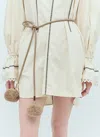 Max Mara Leather-cord Pom-pom Belt In Beige