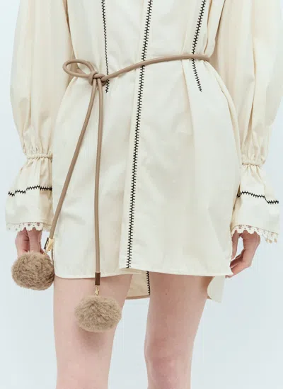 Max Mara Pom-pom Tubular Belt In Beige