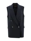 Max Mara Studio Waistcoat Woman Blue In Blue