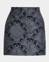 Max Mara Technical Wool Jacquard Miniskirt In Water