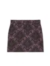 Max Mara Jacquard Technical Wool Mini Skirt In Purple