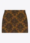 Max Mara Pomezia Technical Wool Jacquard Miniskirt In Brown