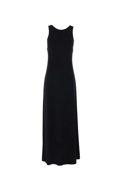 Max Mara Pompei Viscose Blend Crepe Long Dress In Black