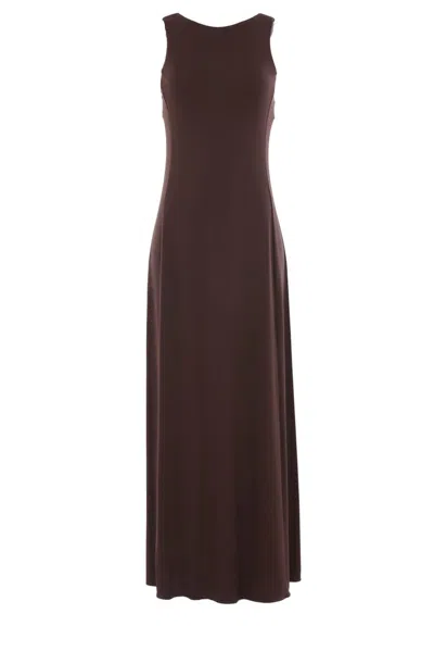 Max Mara Pompei Crewneck Sleeveless Dress In Brown