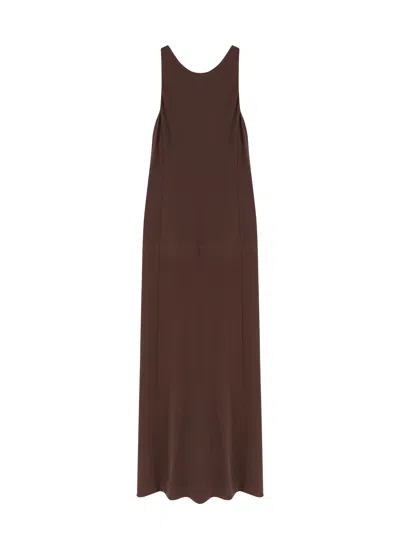 Max Mara Pompei Jersey Long Dress In Brown