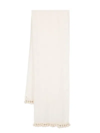 Max Mara Pompom-detail Scarf In Neutrals