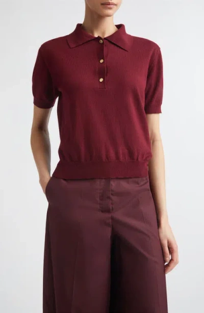 Max Mara Pomposa Cotton, Silk & Cashmere Polo Sweater In Red