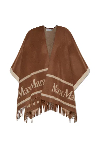 Max Mara Hilde Logo Poncho In Brown
