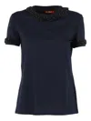 Max Mara Pontile Beaded T-shirt In Blue