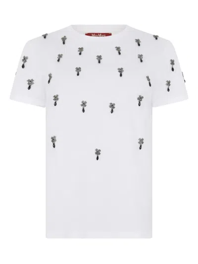 Max Mara Studio Pontile Cotton Crew-neck T-shirt In White