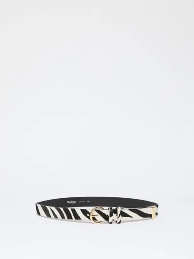 Max Mara Pony Hair-look Printed Leather Belt In Neutral