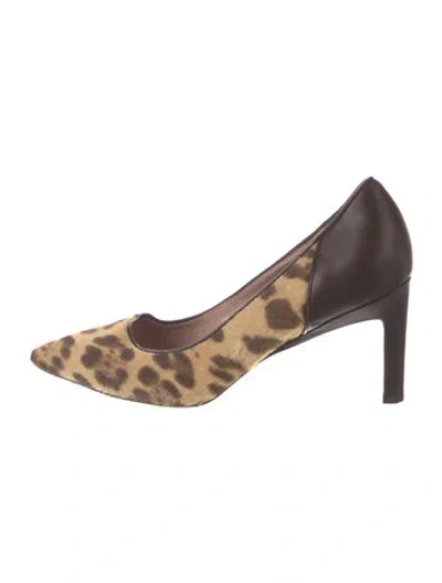 Pre-owned Max Mara Ponyhair Animal Print Pumps In Brown