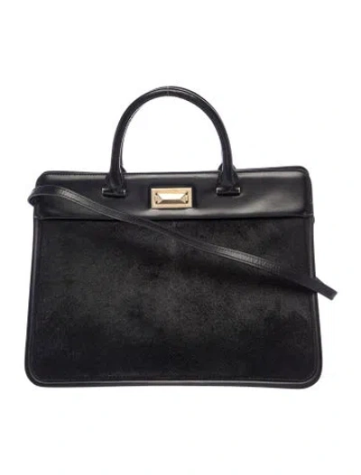 Pre-owned Max Mara Ponyhair Top Handle Bag In Black