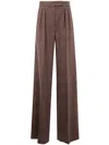 Max Mara Ponza - Patterned Wool And Cotton Jersey Trousers In Brown