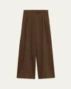 Max Mara Ponza Check Wool Pleated Wide-leg Pants In Brown