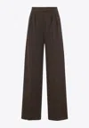Max Mara Wide-leg Trousers With High Waist And Checkered Pattern In Multi