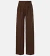 Max Mara Ponza Cotton And Wool-blend Wide-leg Pants In Brown