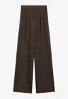 Max Mara Ponza Prince Of Wales Wide-leg Pants In Brown