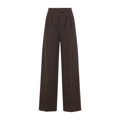 Max Mara Embroidered Cotton Blend Ponza Wide-leg Pant In Brown