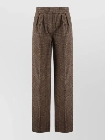 Max Mara Ponza Cotton And Wool-blend Wide-leg Pants In Brown