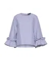 Max Mara Chemisier En Popeline Avec Ruches Et Volants In Blue