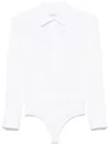 Max Mara Angora1234 Bodysuit Collared Shirt With Long Sleeves In White