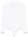 Max Mara Angora1234 Bodysuit Collared Shirt With Long Sleeves In White