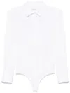 Max Mara Angora1234 Bodysuit Collared Shirt With Long Sleeves In White