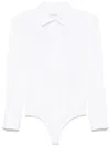 Max Mara Angora1234 Bodysuit Collared Shirt With Long Sleeves In White