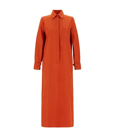 Max Mara Poplin Shirt Dress In Red