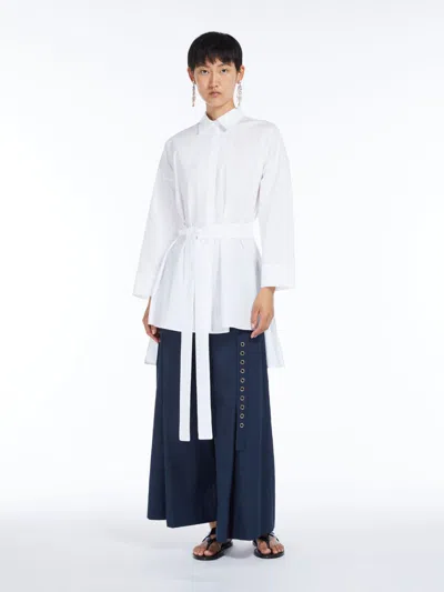 Max Mara Poplin Shirt With Belt In White