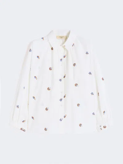Max Mara Poplin Shirt With Embroidery In White