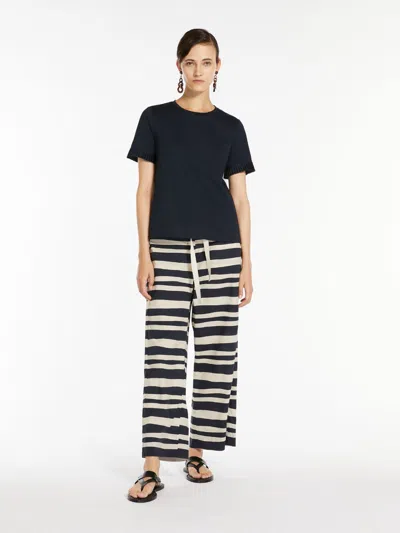Max Mara Poplin Trousers With Drawstring In Ultramarine