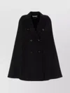 Max Mara Pordoi Cape With Button Detailing And Notched Lapels In Black