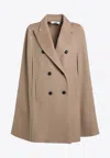 Max Mara Pordoi Double-breasted Wool Cape In Brown