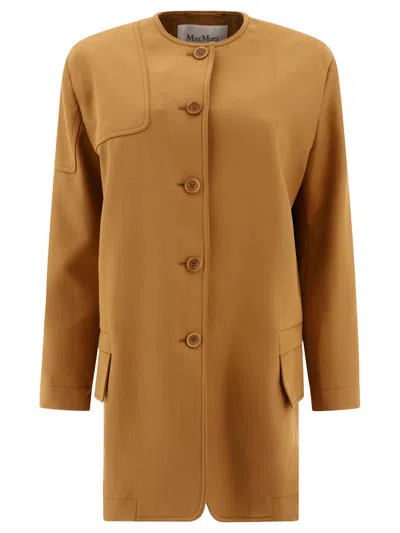 Max Mara "portici" Cotton Gabardine Oversized Jacket In Beige