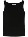 Max Mara Fitted Sleeveless Top With Classic Scoop Neckline In Black