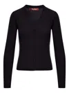 Max Mara Potus Ribbed V-neck Cardigan In Black