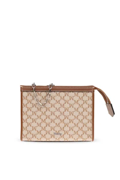 Max Mara Pouch With Chain And Monogram In Sand