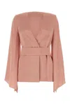 Max Mara Satin Blouse With Belted Waist And Textured Fabric