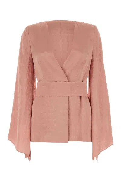 Max Mara Powder Pink Satin Occhi Blouse In Multicolor