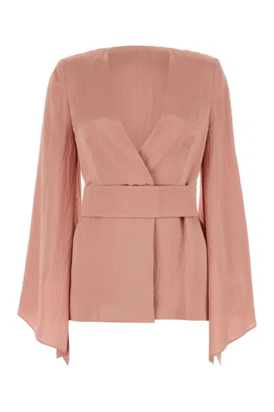 MAX MARA POWDER PINK SATIN OCCHI BLOUSE