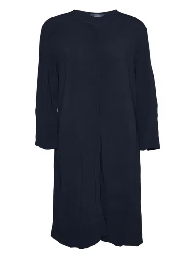 Pre-owned Max Mara  Cotton Three-quarter Sleeves Mini Dress In Blue