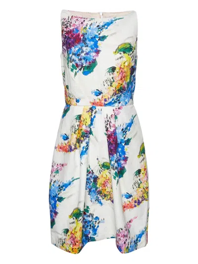 Pre-owned Max Mara  Floral-print Dress In White